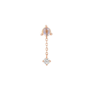 Bianca - Moonstone + White Sapphire - Threadless End Threadless Ends Buddha Jewelry Rose Gold  