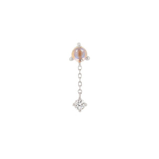 Bianca - Moonstone + White Sapphire - Threadless End Threadless Ends Buddha Jewelry White Gold  