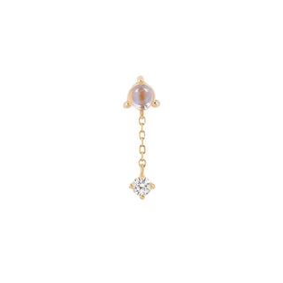 Bianca - Moonstone + White Sapphire - Threadless End Threadless Ends Buddha Jewelry Yellow Gold  