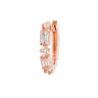 Euphoria Huggie - White Sapphire Clickers Buddha Jewelry Rose Gold 5/16" 