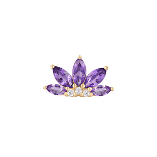 Valentina - Amethyst + CZ - Threadless End Threadless Ends Buddha Jewelry Yellow Gold  