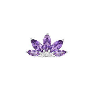 Valentina - Amethyst + CZ - Threadless End Threadless Ends Buddha Jewelry White Gold  