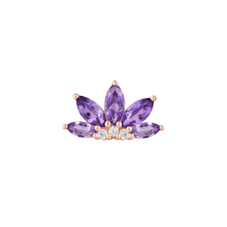 Valentina - Amethyst + CZ - Threadless End Threadless Ends Buddha Jewelry Rose Gold  