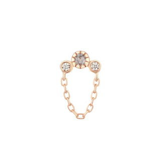 Halston - Grey Diamond + White Sapphire + Chain - Threadless End Threadless Ends Buddha Jewelry Rose Gold  