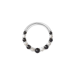 Eclipse - Black Spinel + CZ - Clicker Clickers Buddha Jewelry White Gold 5/16" 