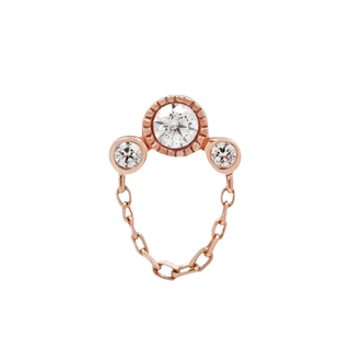 Halston CZ + Chain - Threadless End Threadless Ends Buddha Jewelry Rose Gold  