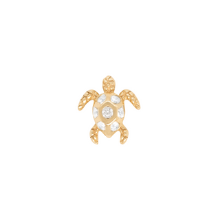 Honu - White Sapphire - Threadless End Threadless Ends Buddha Jewelry Yellow Gold