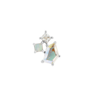 Lyra - Mercury Mist Topaz + Opal + CZ - Threadless End Threadless Ends Buddha Jewelry White Gold  