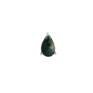 Moss Agate Pear - Threadless End Threadless Ends Buddha Jewelry White Gold  