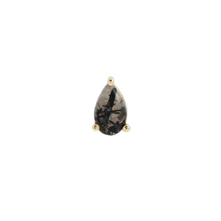 Tourmalated Quartz Pear - Threadless End Threadless Ends Buddha Jewelry Yellow Gold  