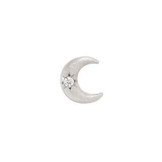 Moonshine - CZ - Satin Threadless End Threadless Ends Buddha Jewelry White Gold