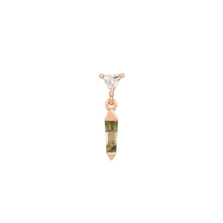 Savvy - Moss Agate + CZ - Threadless End Threadless Ends Buddha Jewelry Rose Gold  