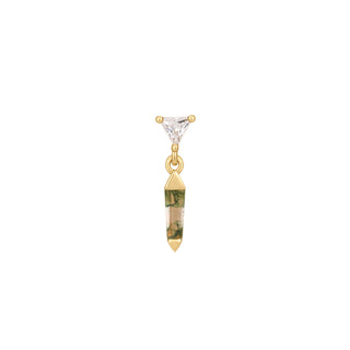 Savvy - Moss Agate + CZ - Threadless End Threadless Ends Buddha Jewelry Yellow Gold  