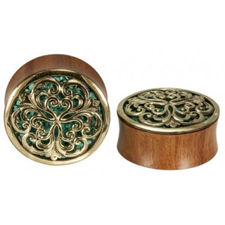 Althea Plugs - Brass + Turquoise Inlay Plugs Buddha Jewelry   